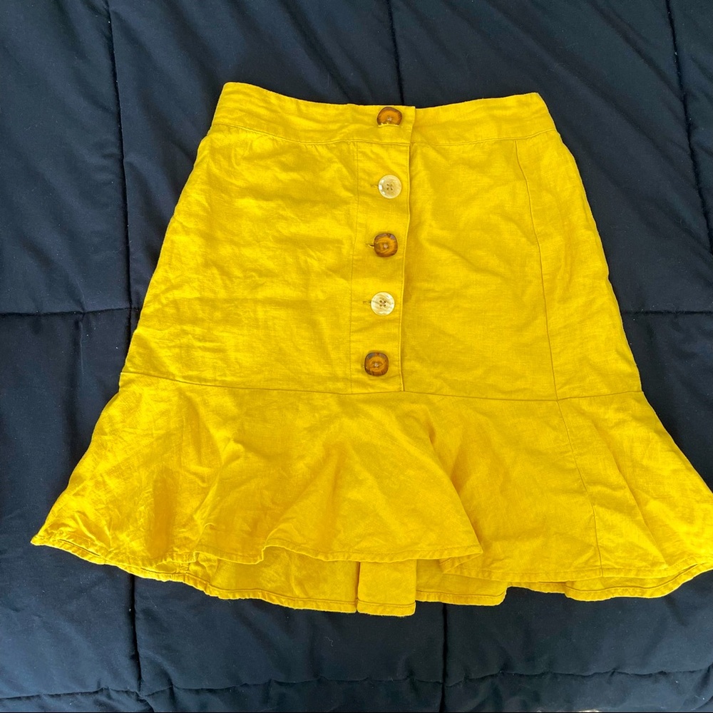 Urban Outfiters Yellow Skirt Button Up
